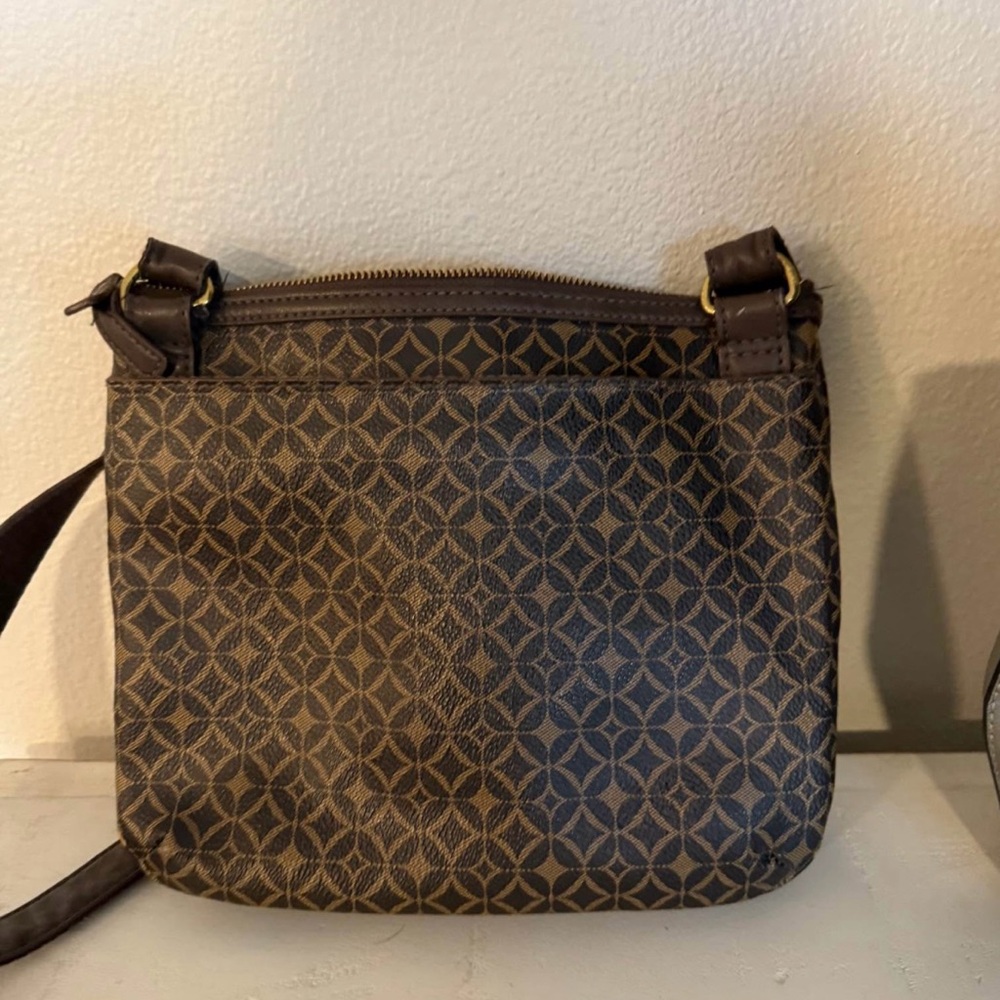 Fossil Dark Brown Geometric Crossbody Bag - Picture 2 of 4